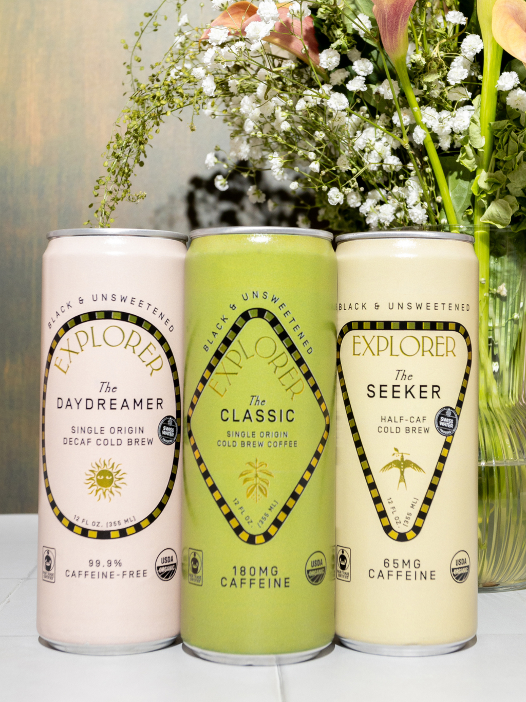 RTD Cold Brew Cans | Choose Your Caffeine Level | Unsweetened 12-Pack