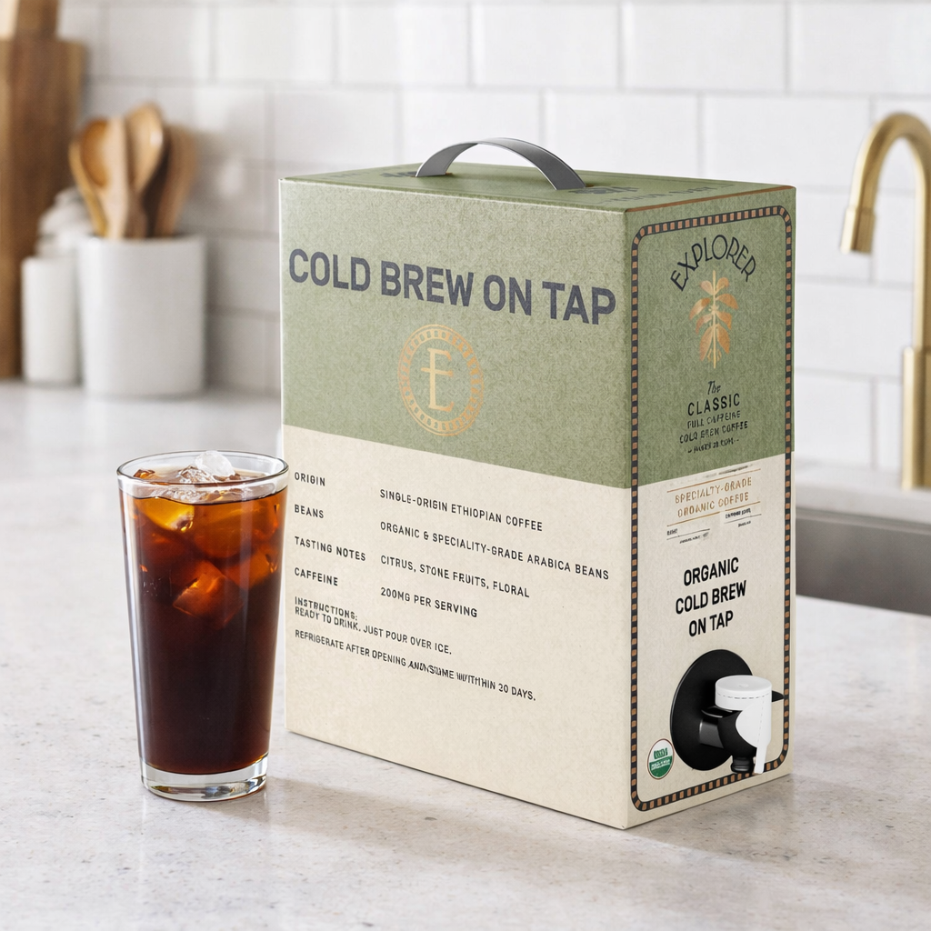Cold Brew on Tap - 128oz Box | Choose Your Caffeine Level | Unsweetened | 20-25 Servings