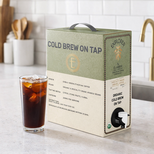Cold Brew on Tap - 128oz Box | Choose Your Caffeine Level | Unsweetened | 20-25 Servings