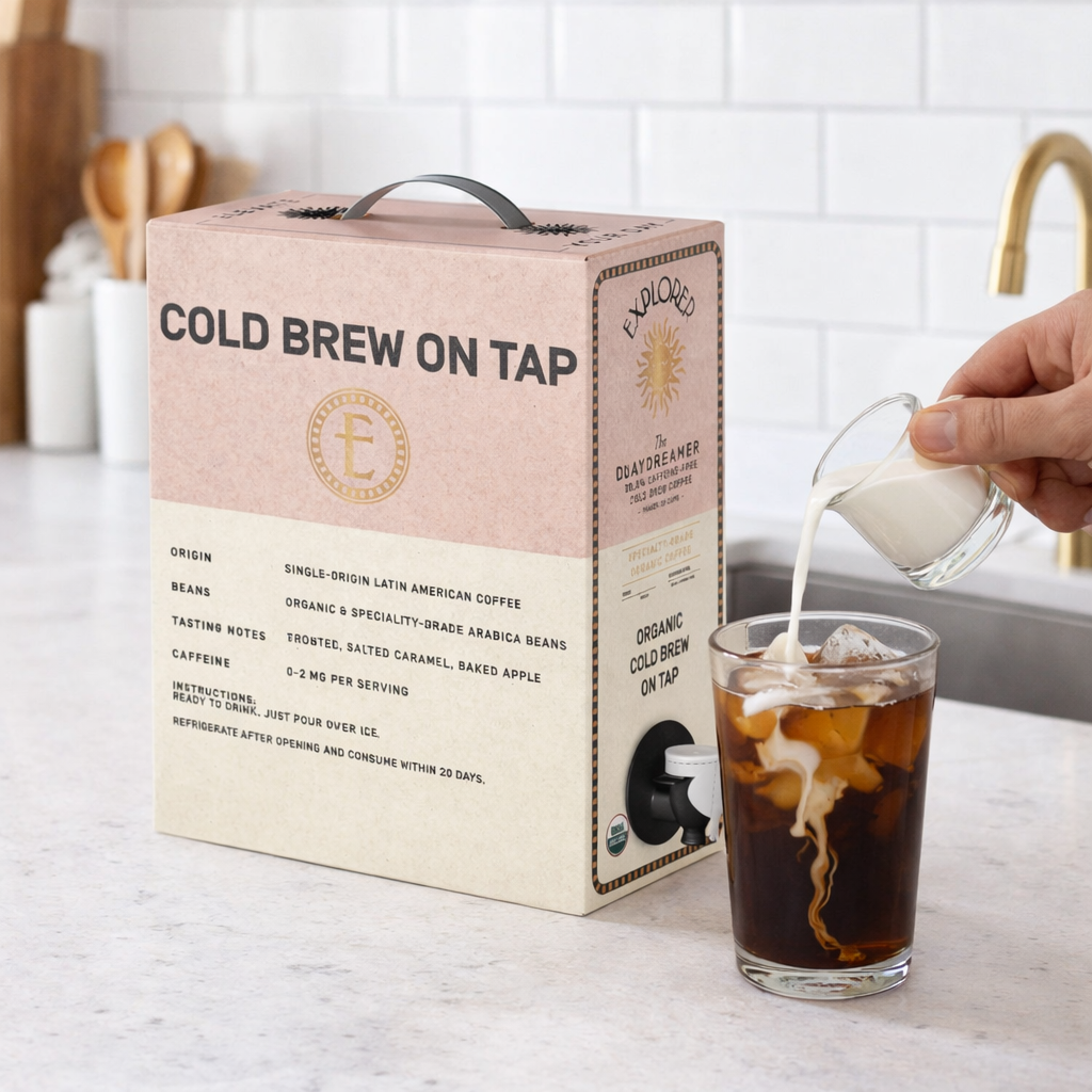 Cold Brew on Tap - 128oz Box | Choose Your Caffeine Level | Unsweetened | 20-25 Servings