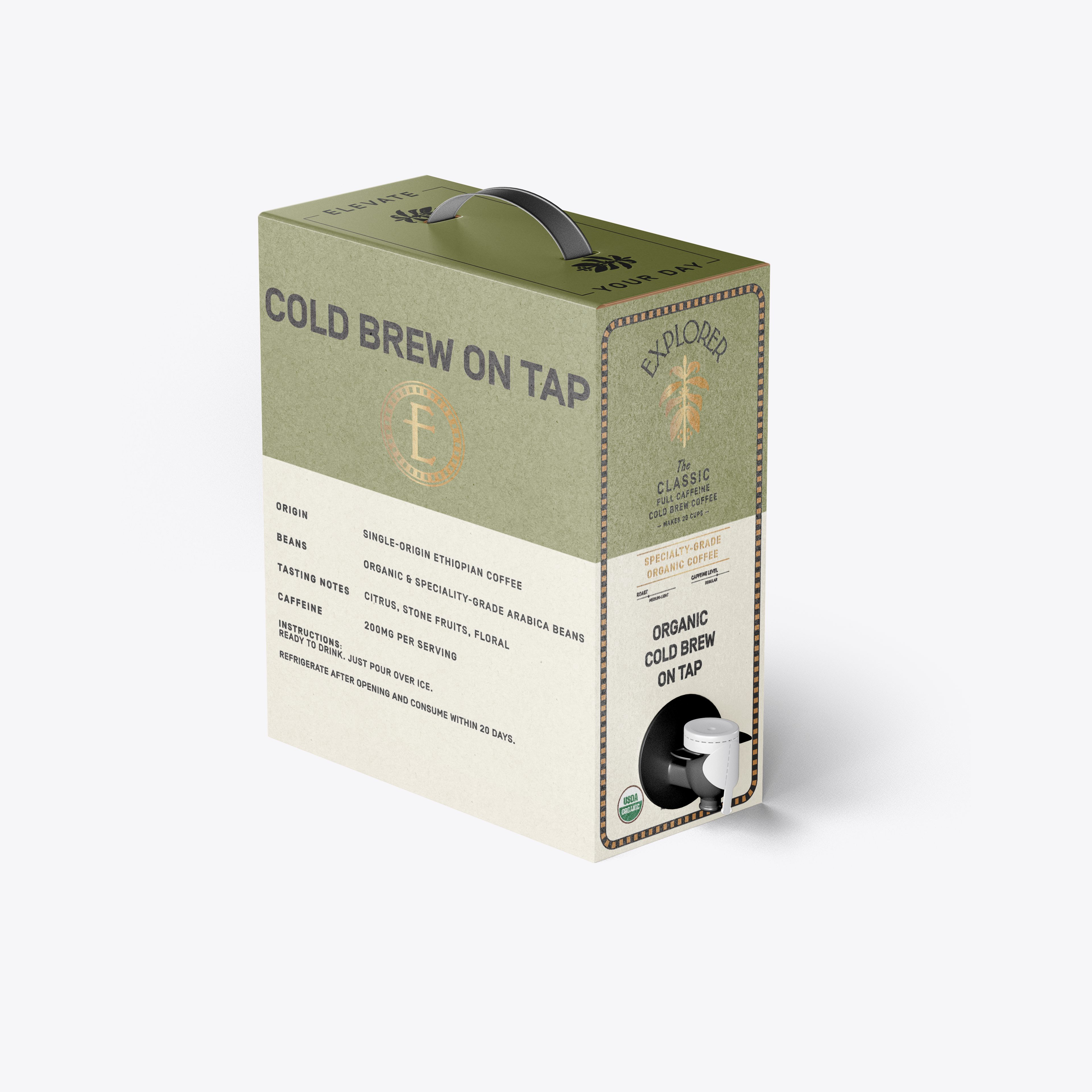 Cold Brew on Tap - 128oz Box | Choose Your Caffeine Level | Unsweetened | 20-25 Servings